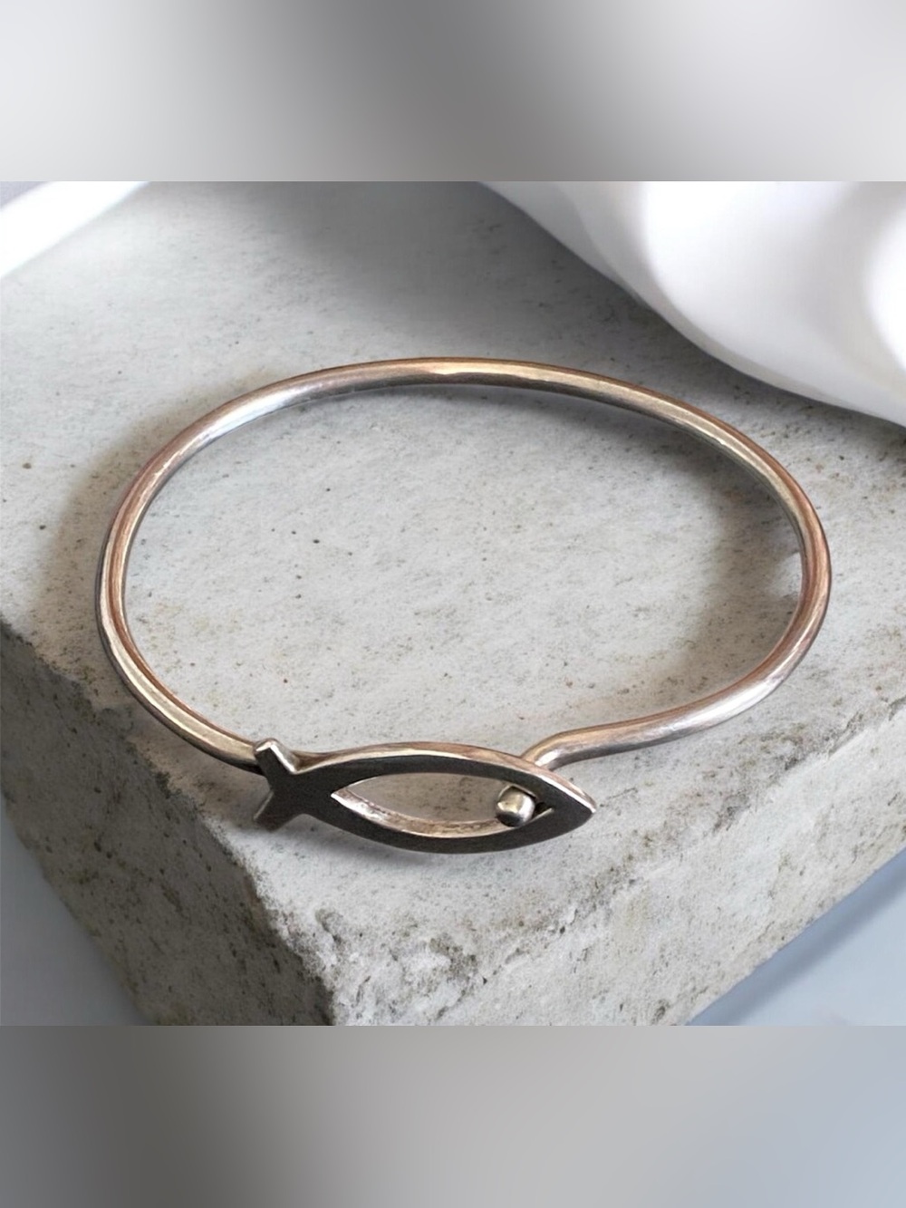 Sterling silver 925 fish ichthus hook bracelet